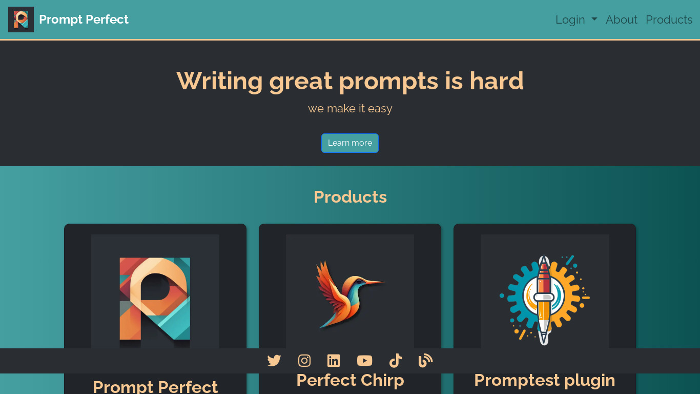 Prompt Perfect ChatGPT Plugin Landing page