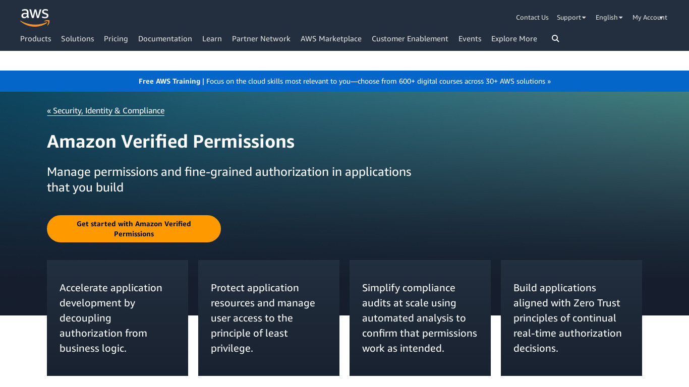 Amazon Verified Permissions Landing page