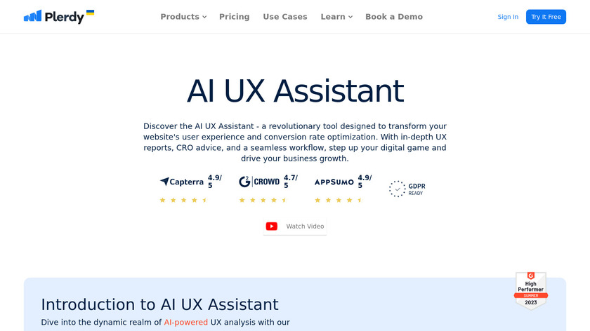 Plerdy AI UX Assistant Landing Page