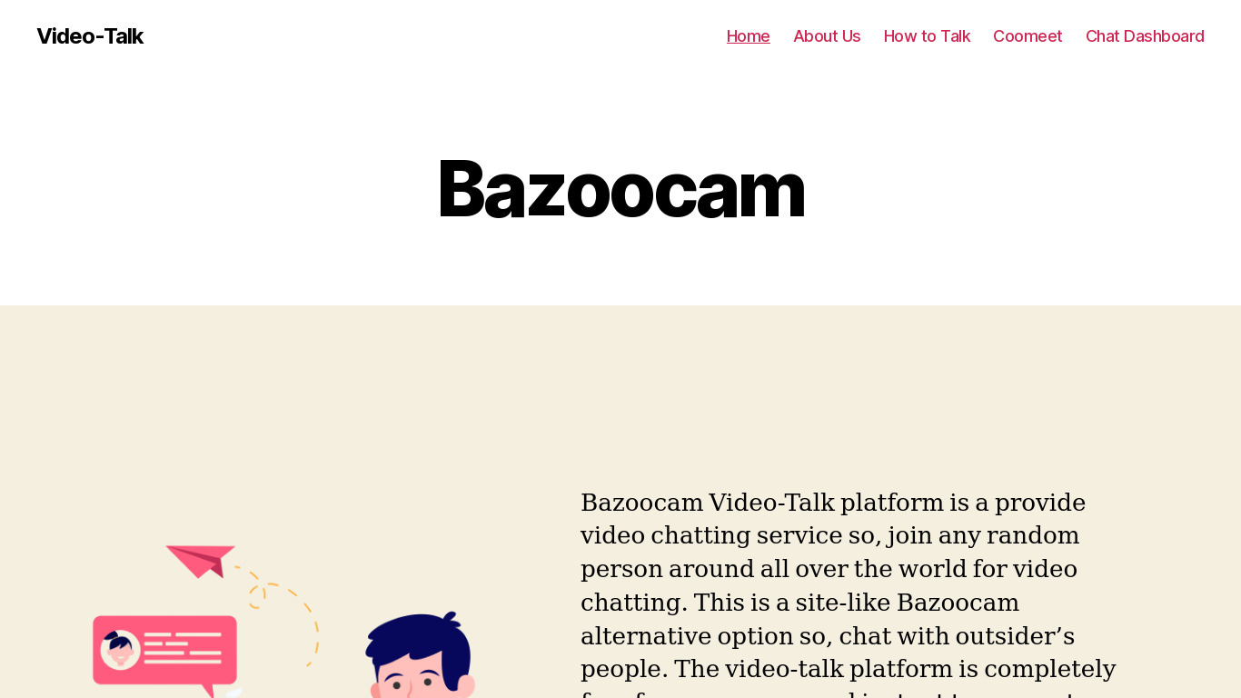 Bazoocam Video-Talk Landing page