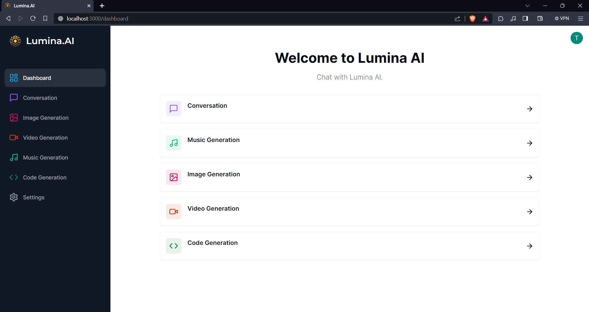 Lumina.AI Landing page