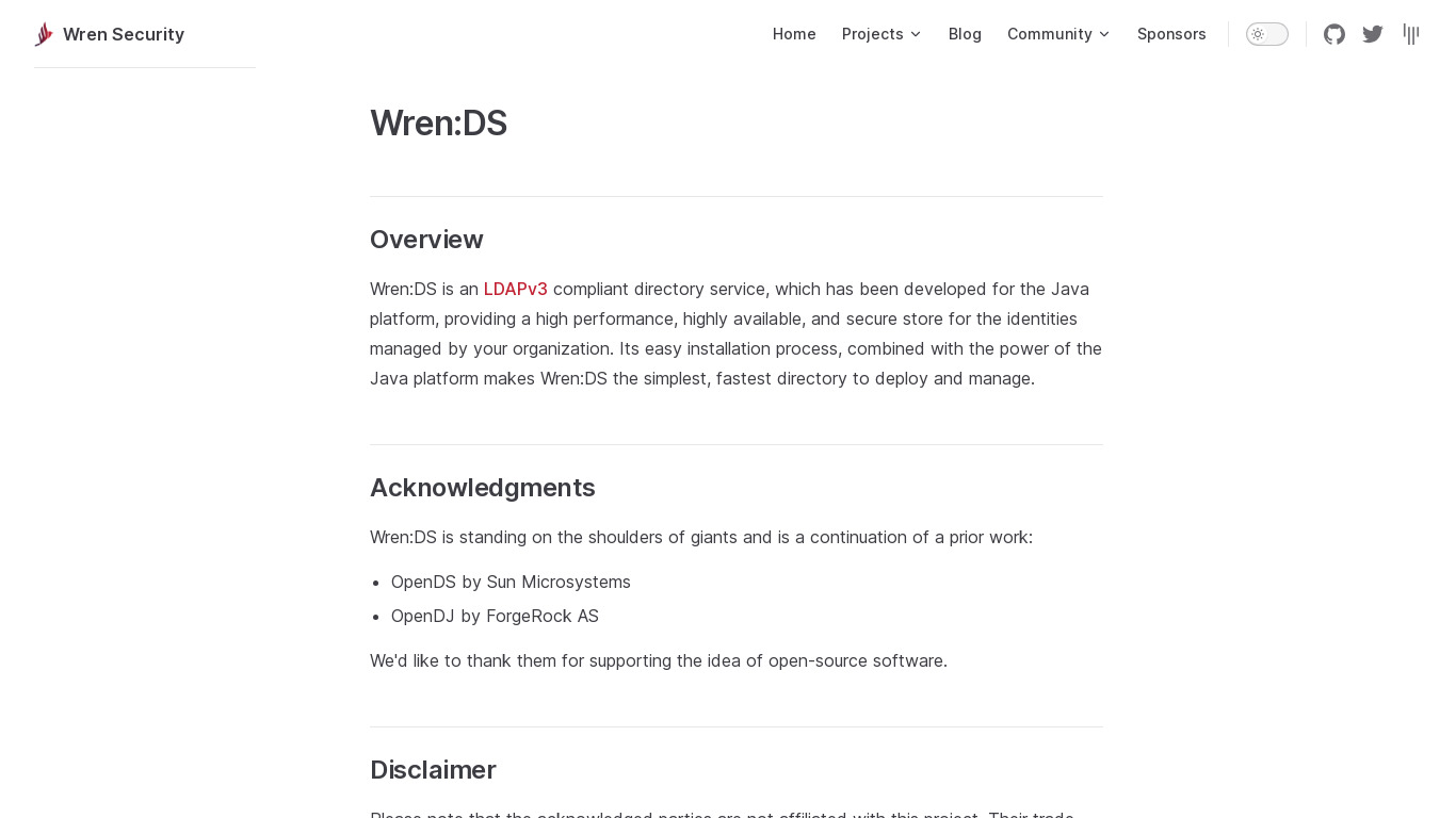 Wren:DS Landing page