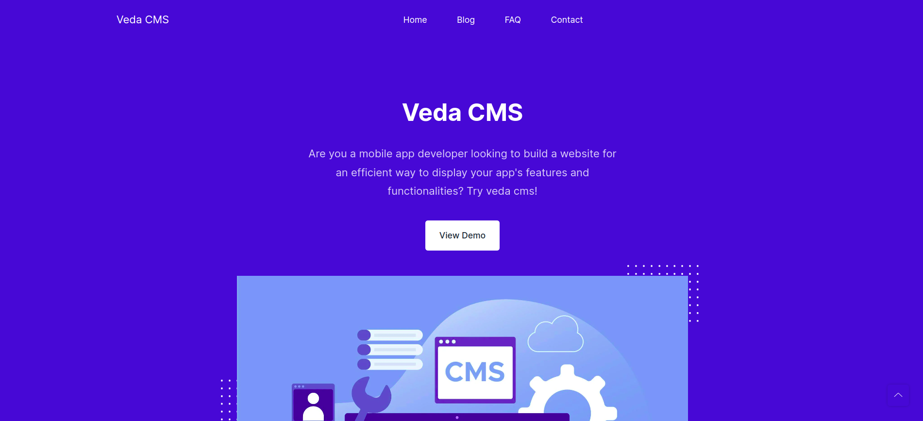 Veda CMS Landing page