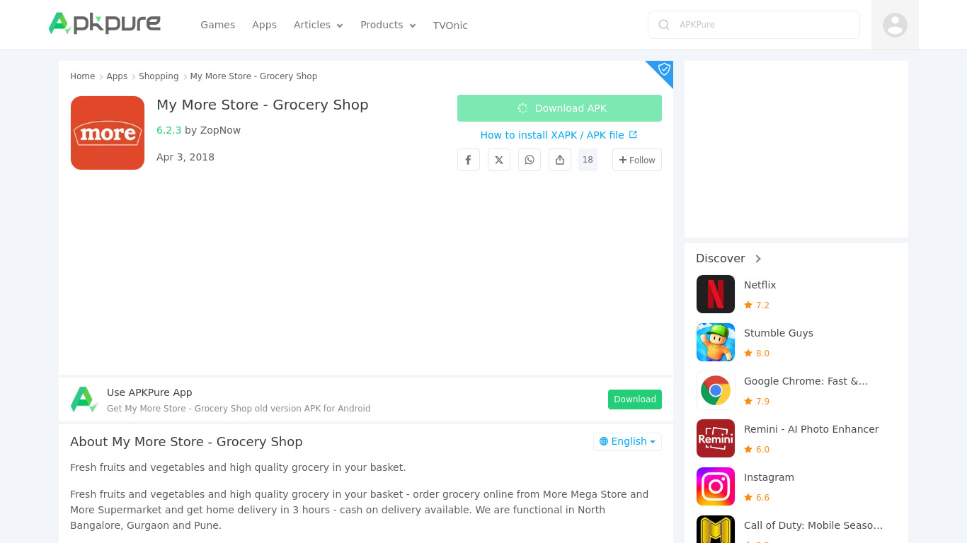 MyMoreStore – Grocery Shopping Landing page