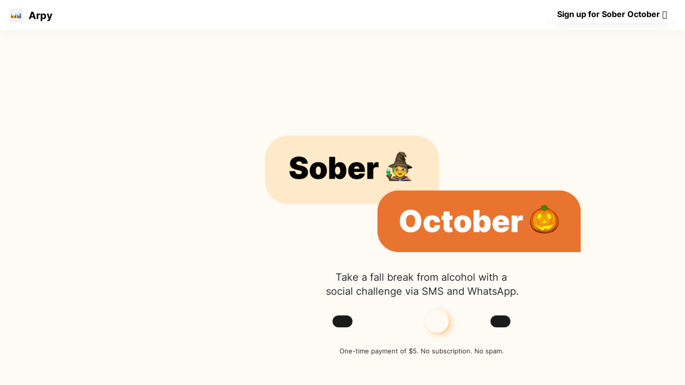 Sober October Challenge Landing page