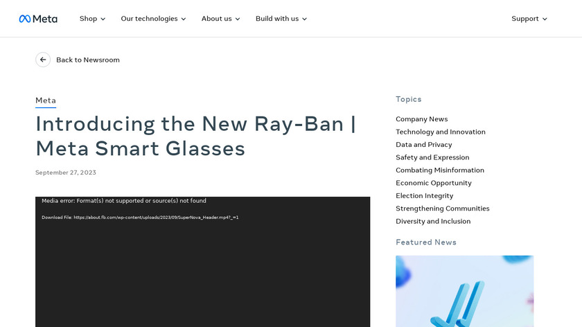 Ray-Ban Meta Smart Glasses Landing Page