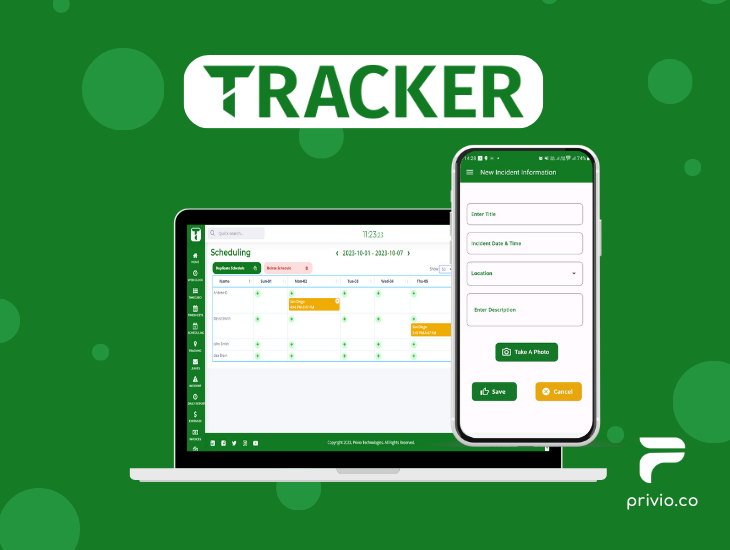 Privio Tracker Landing page