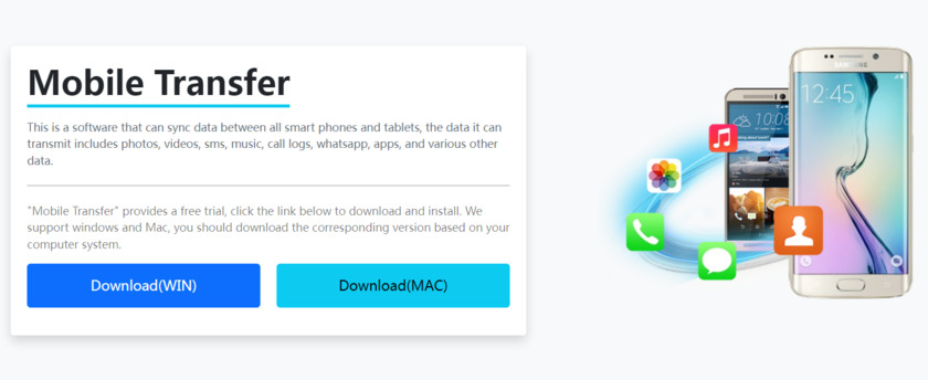 SyncRestore Mobile Transfer Tool Landing Page