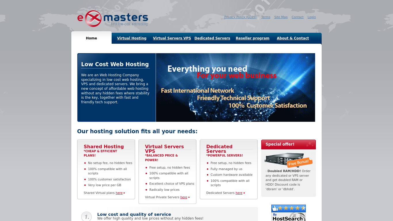 Exmasters Landing page