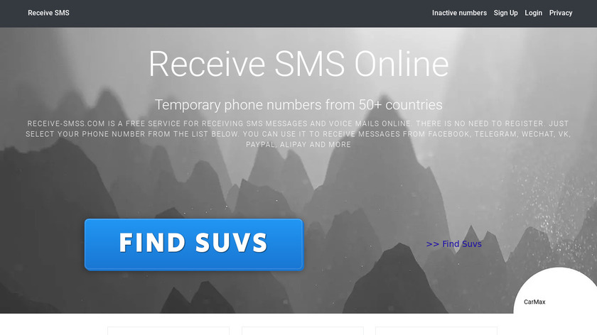 Receive SMS Online Landing Page