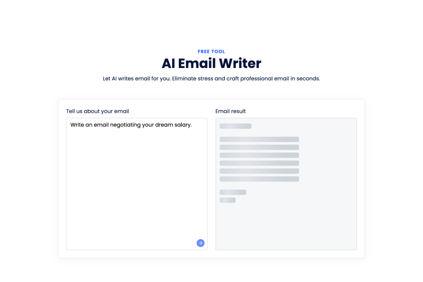 AI Email Writer by Mailmeteor Landing page
