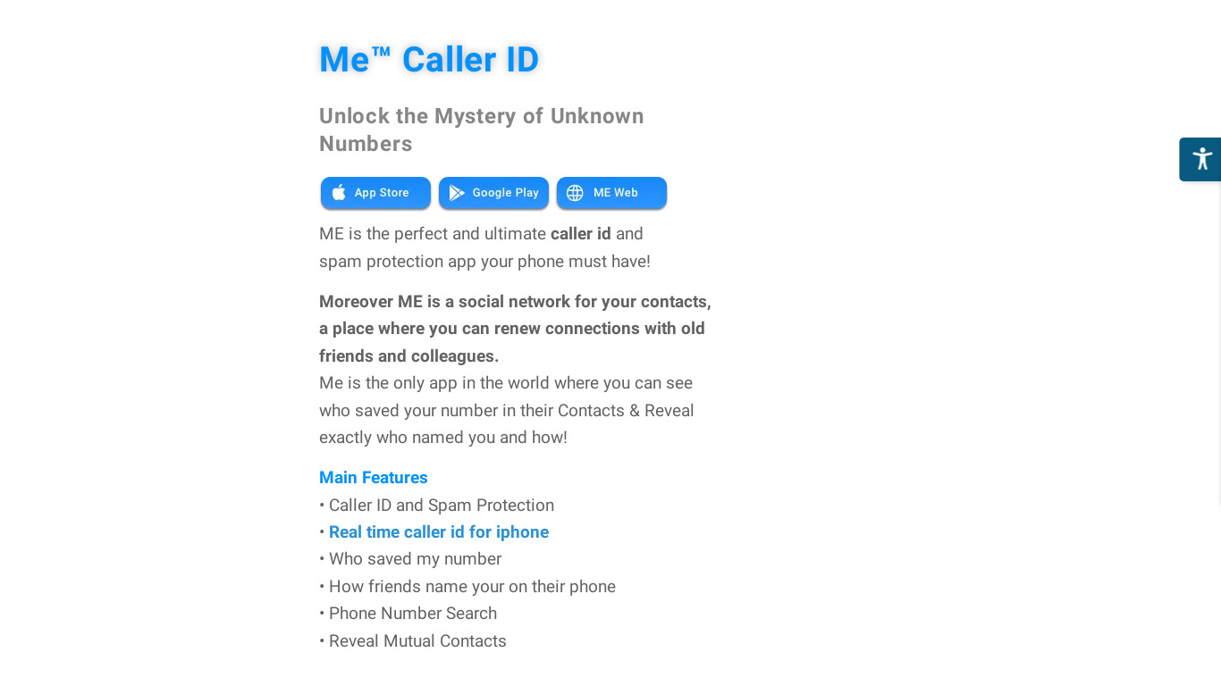 Me - Caller ID Landing page