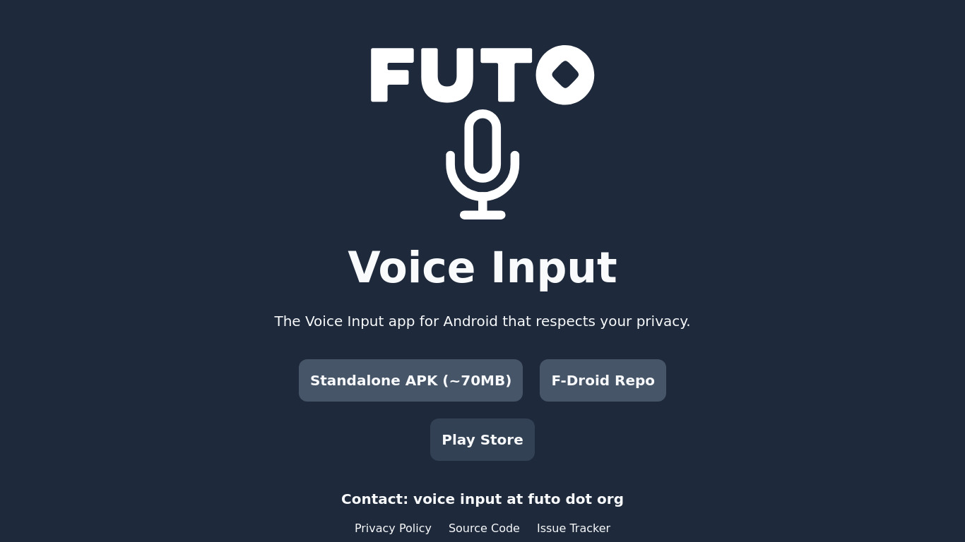 FUTO Voice Input Landing page