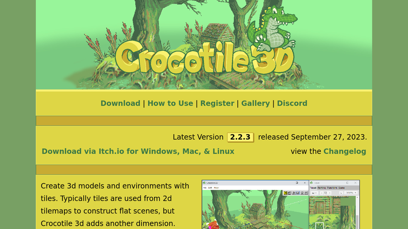 Crocotile 3D Landing page