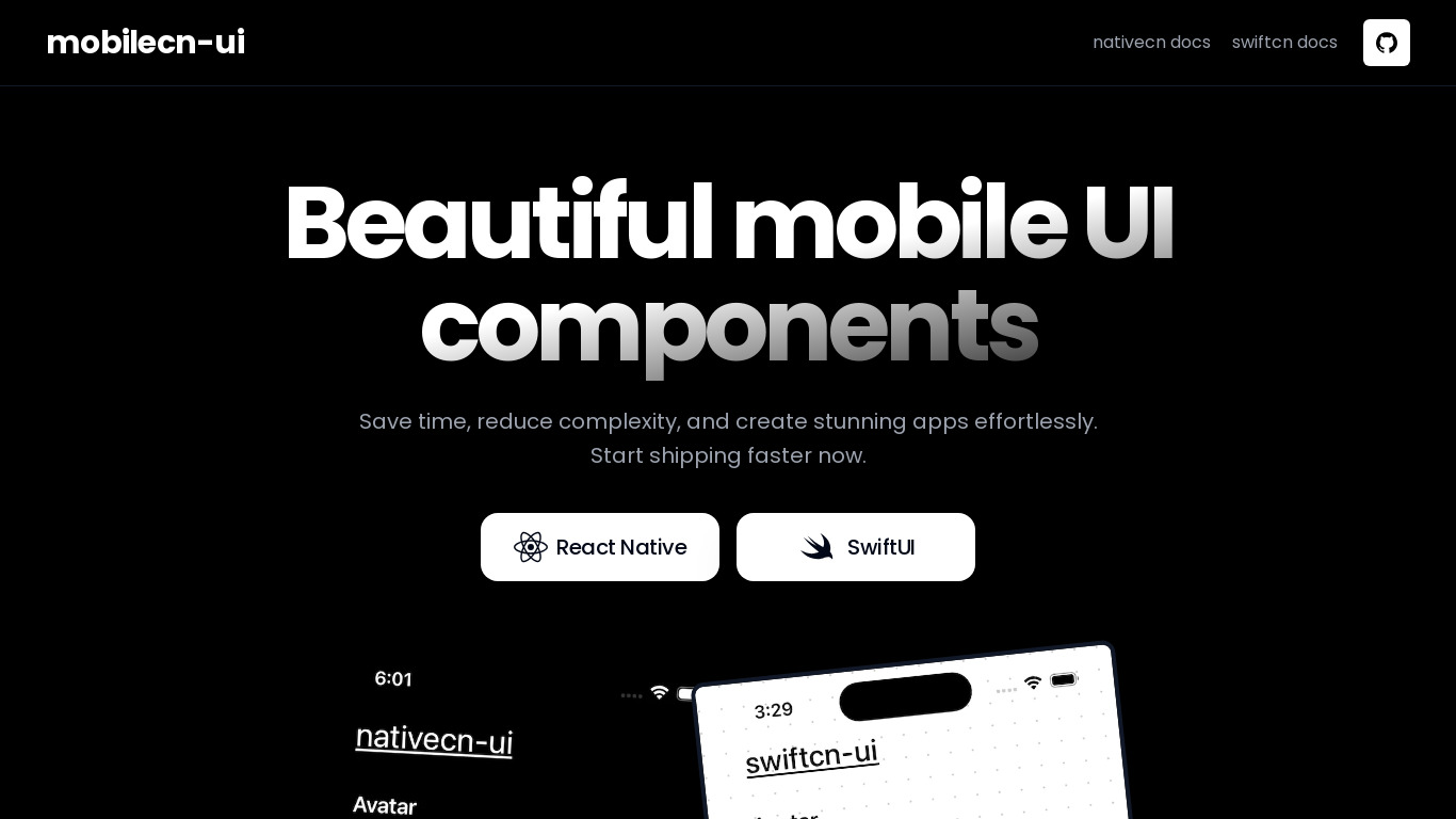 Mobilecn UI Landing page