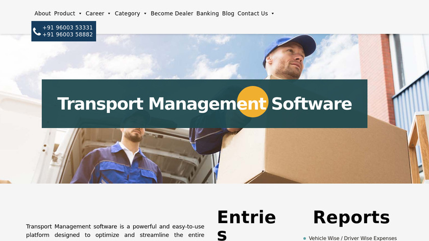 Partum Transportation Management Software Landing Page