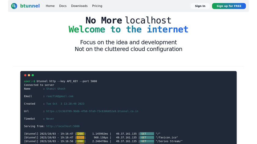 btunnel Landing Page