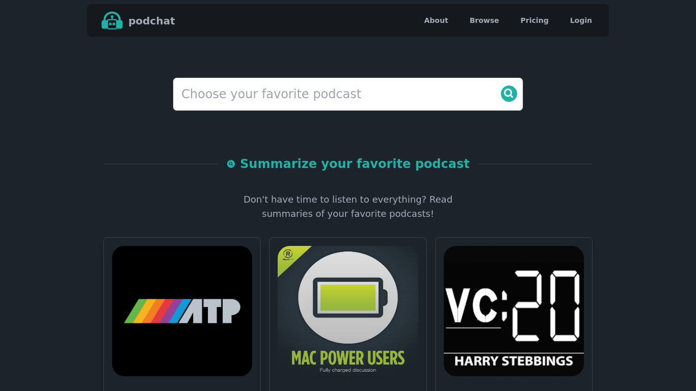 Podchat Landing page