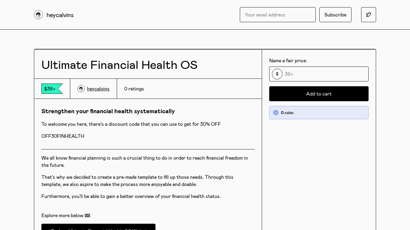 Ultimate Financial Health OS Landing page
