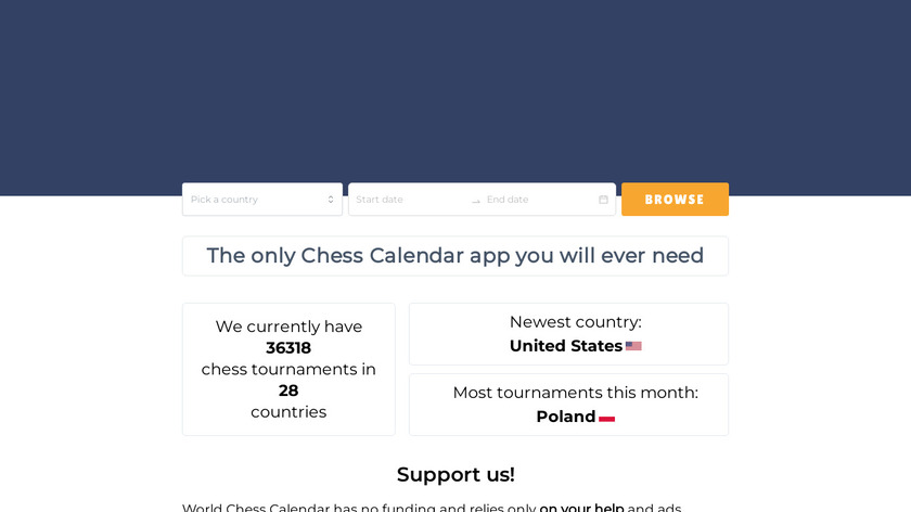 World Chess Calendar Landing Page