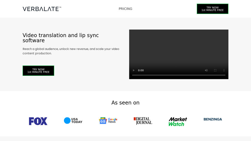 verbalate Landing Page
