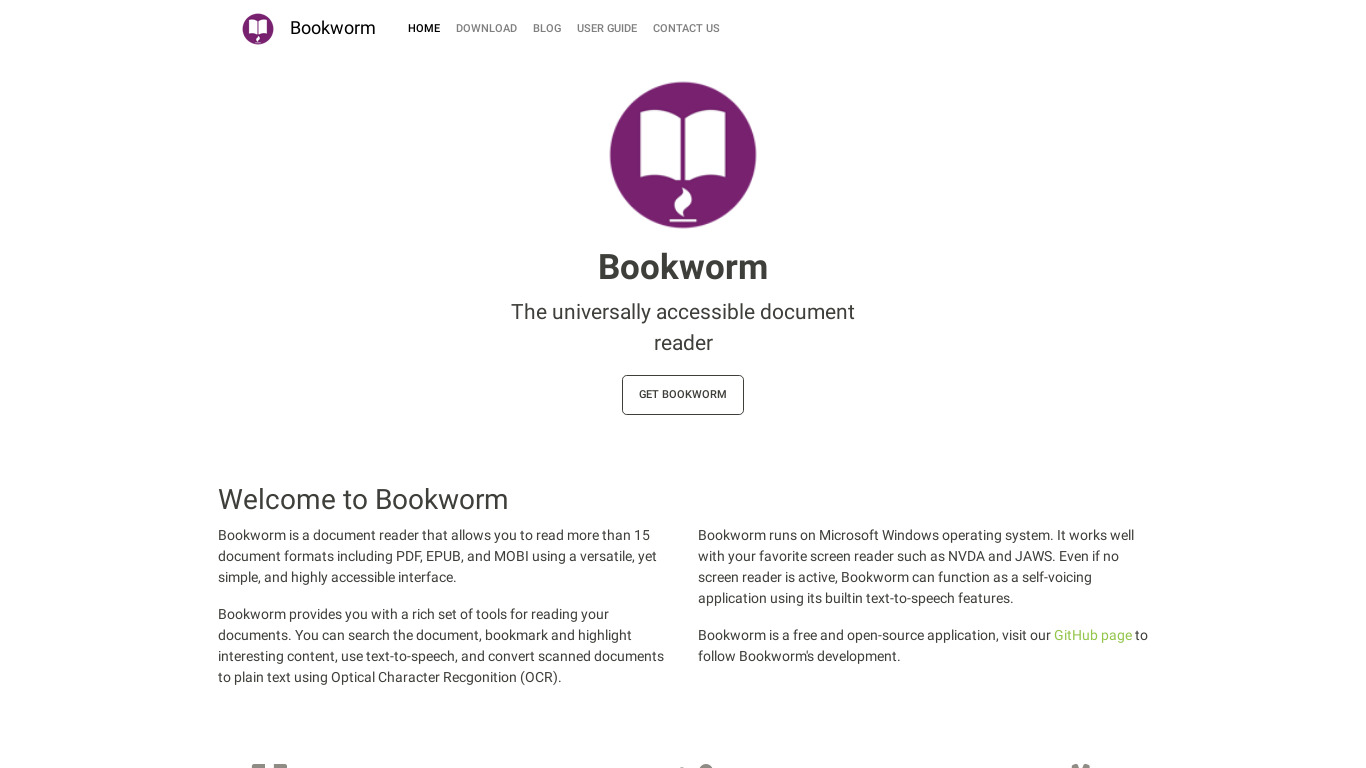 Bookworm (by Blind Pandas Team) Landing page