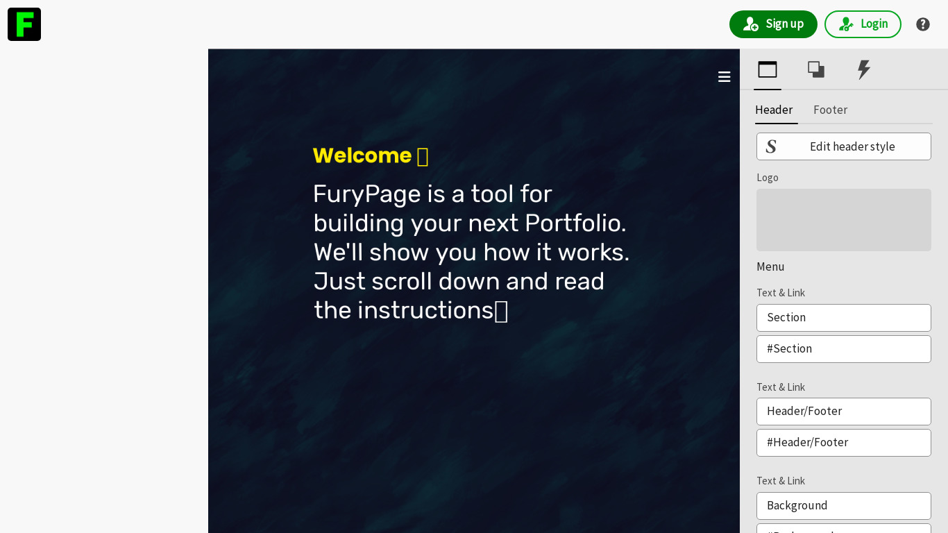 FuryPage Landing page