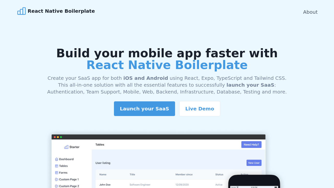 Nextless.js Mobile: SaaS Starter Kit Landing page