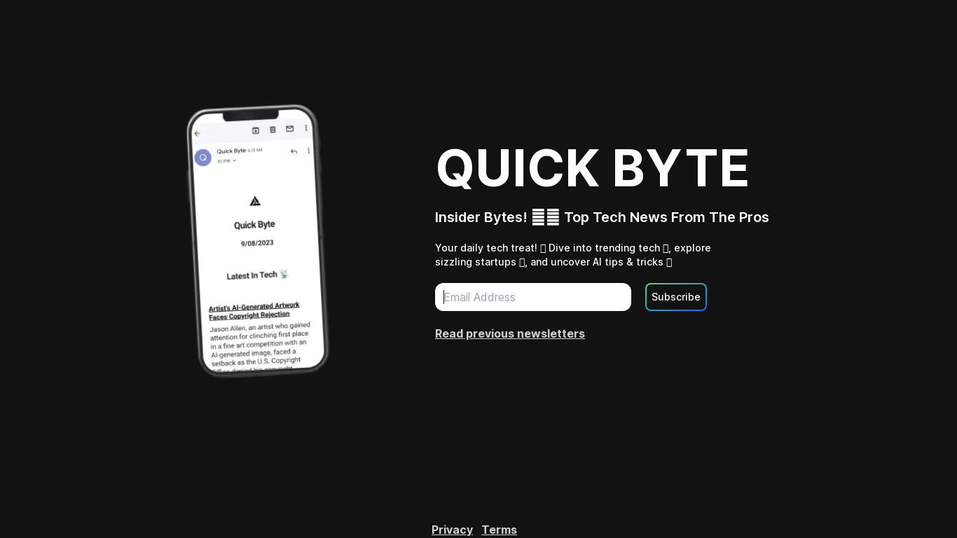 Quick Byte Landing page