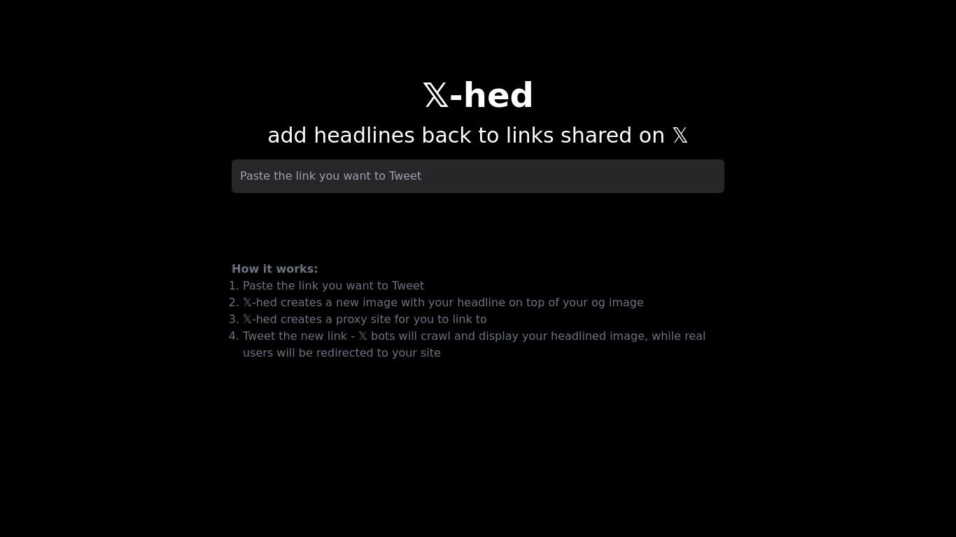 x-hed Landing page