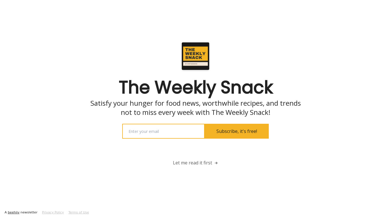 The Weekly Snack Landing page