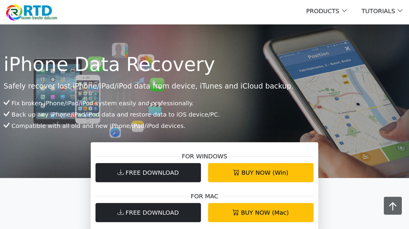RTD iPhone Data Recovery Software Landing Page