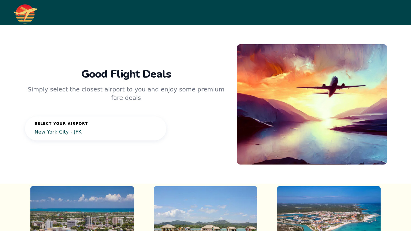 Good Flight Deals Landing page