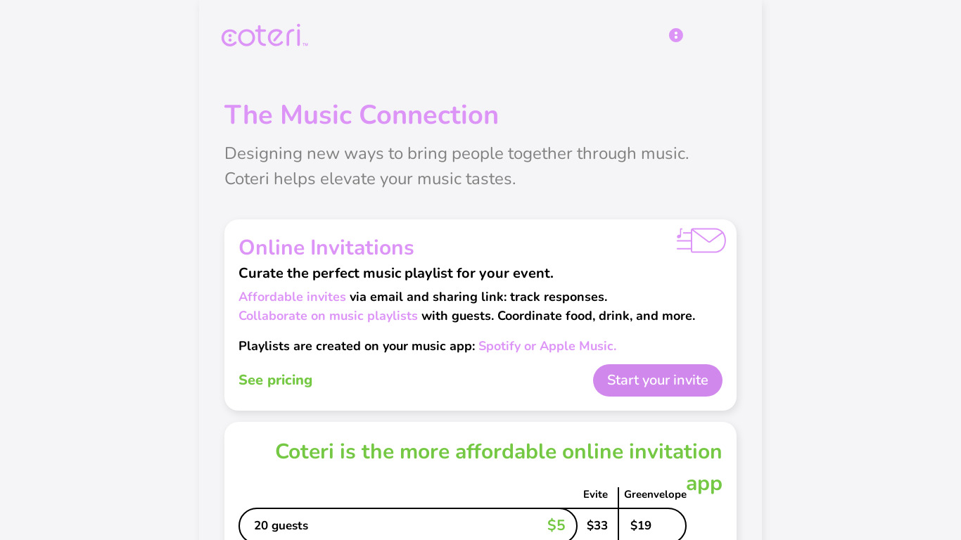 Coteri Landing page
