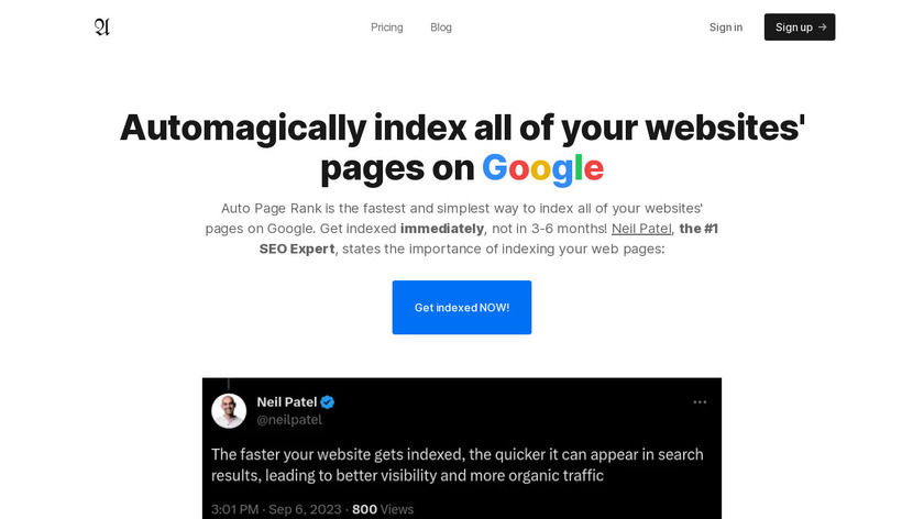 Auto Page Indexer Landing Page