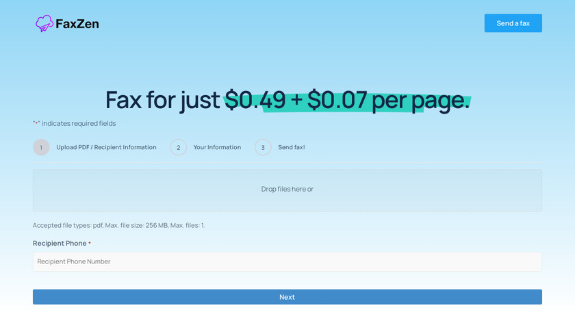FaxZen Landing Page