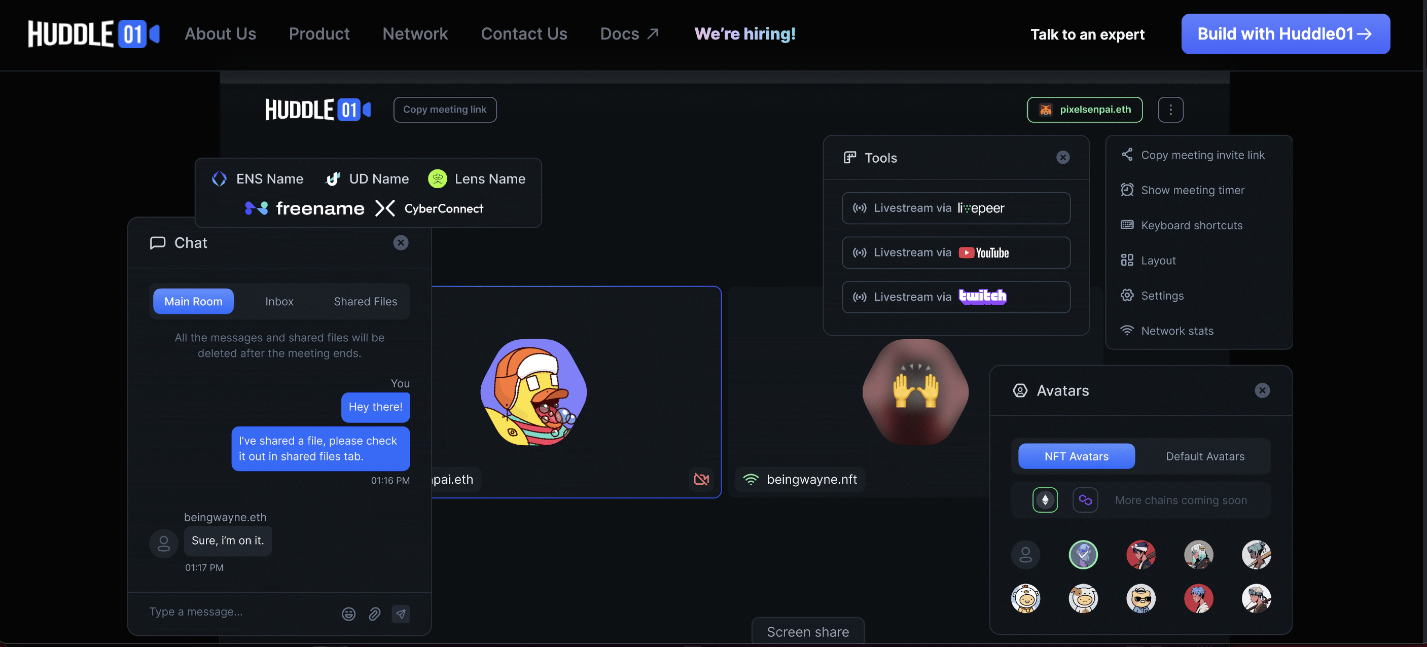 Huddle01 Landing page