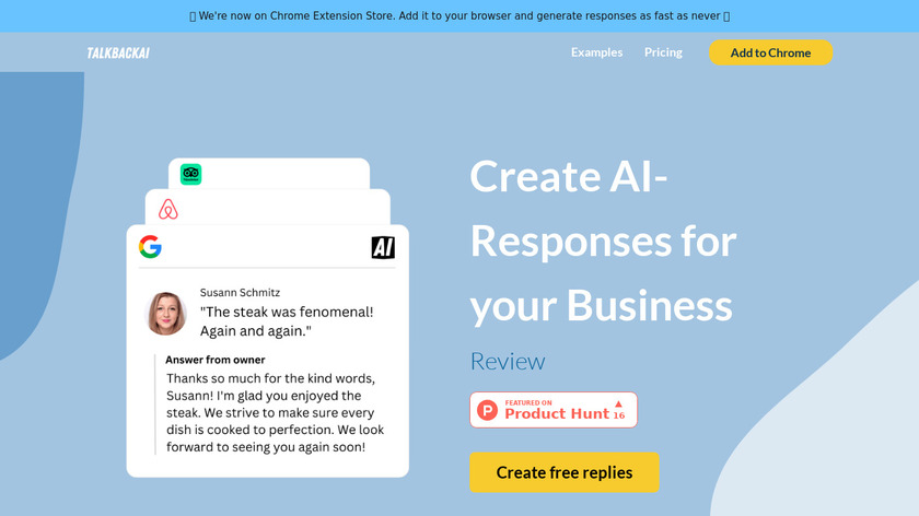 TalkbackAI - Review Reply with AI Landing Page