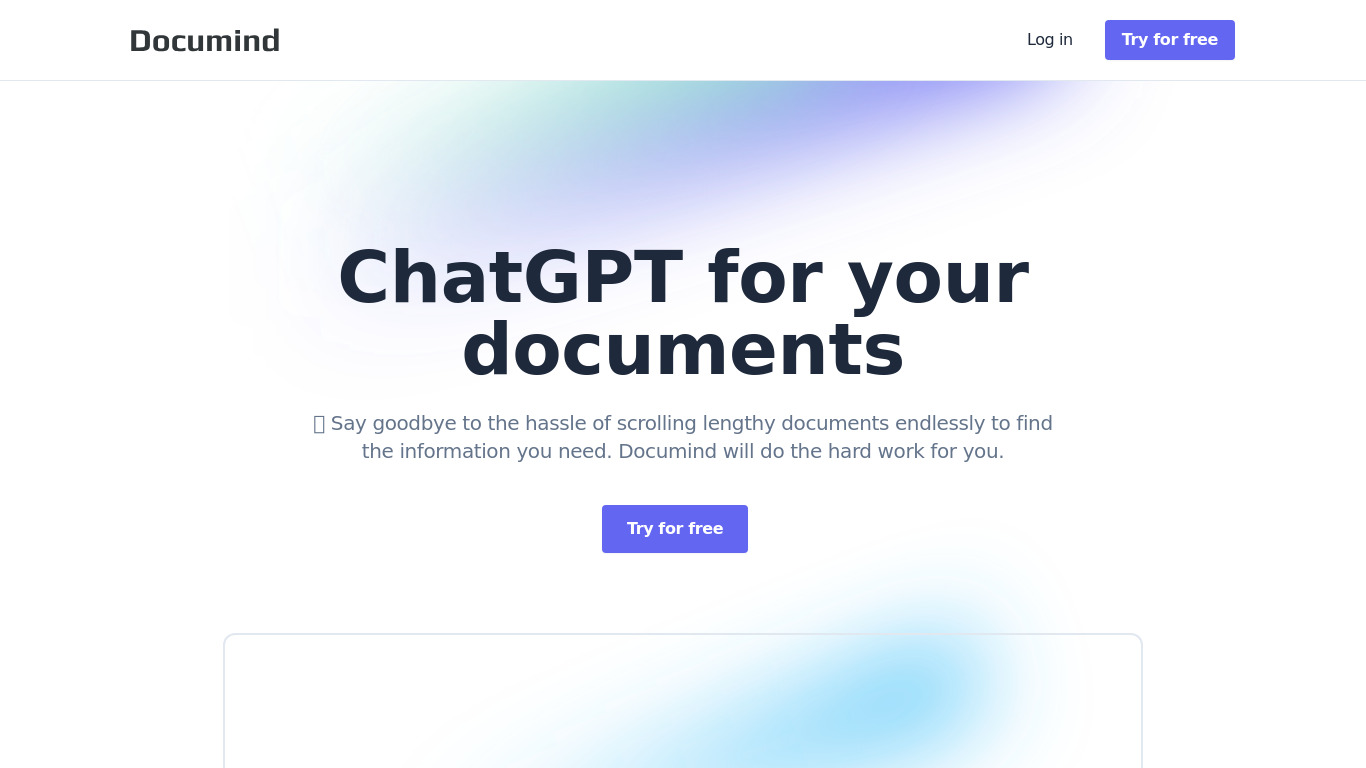 Documind AI Landing page
