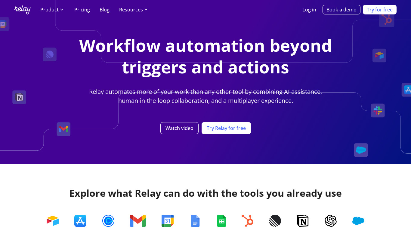 Relay.app Landing page