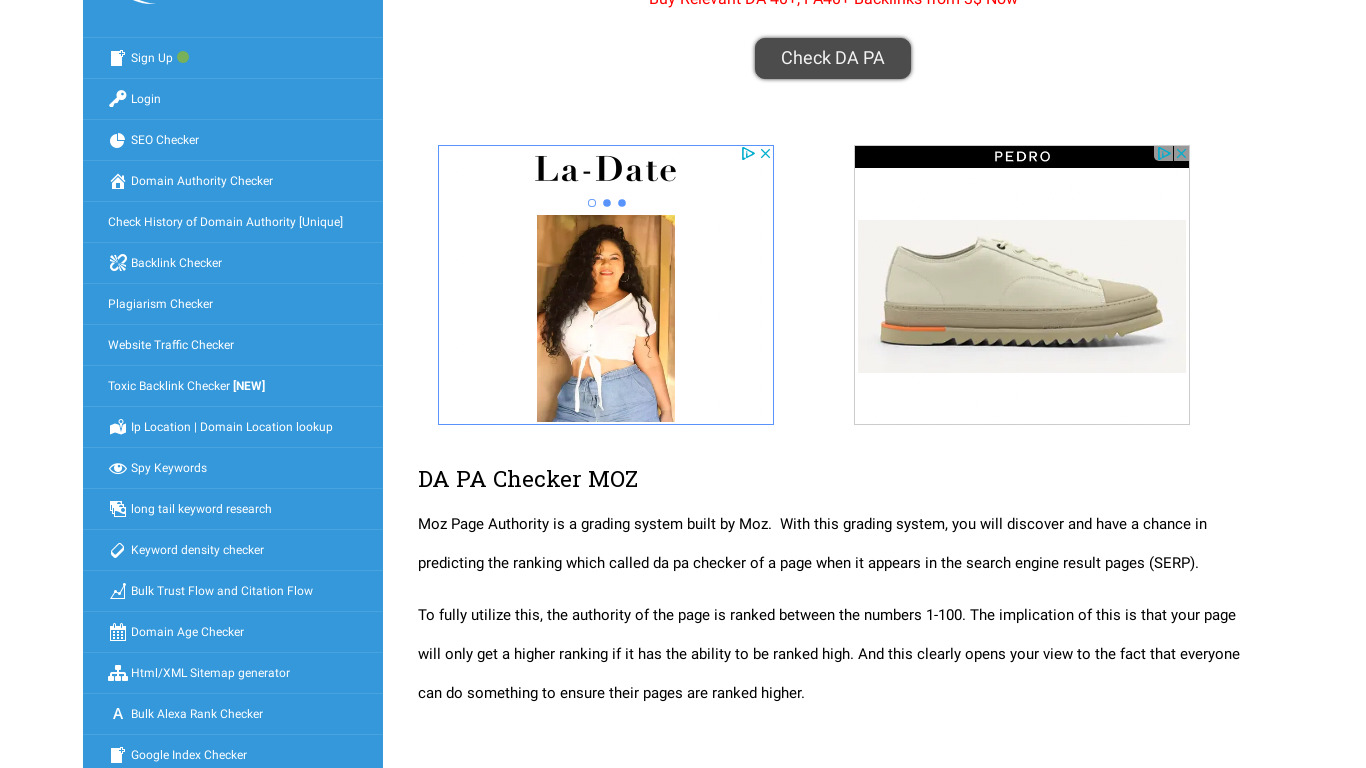 WebsiteSEOChecker DA PA Checker Landing page
