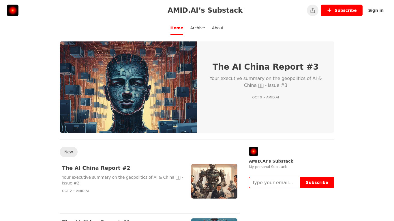The AI China Report Landing page