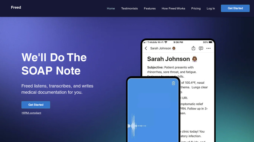Freed AI Medical Scribe Landing Page