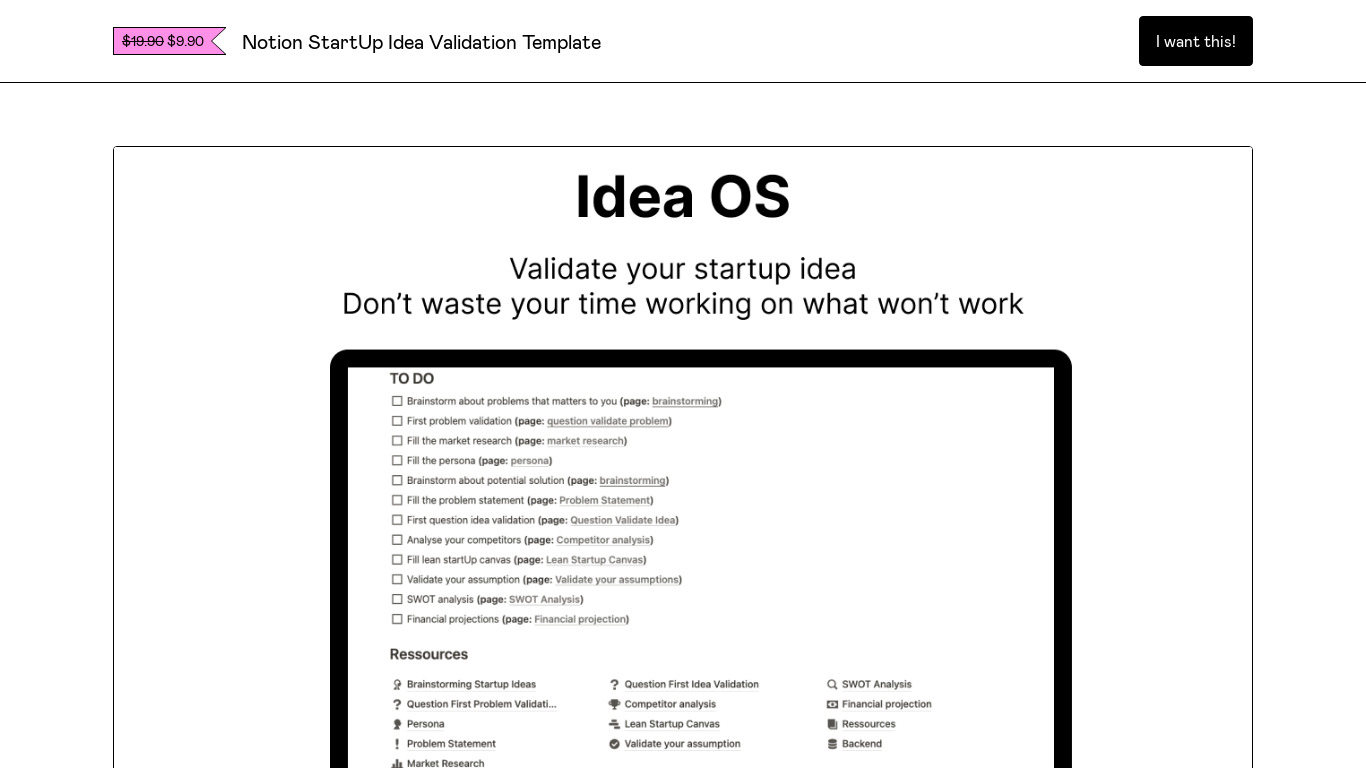 Idea OS - Startup Idea validation Landing page