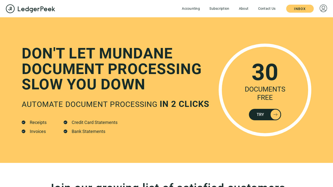 LedgerPeek Landing page