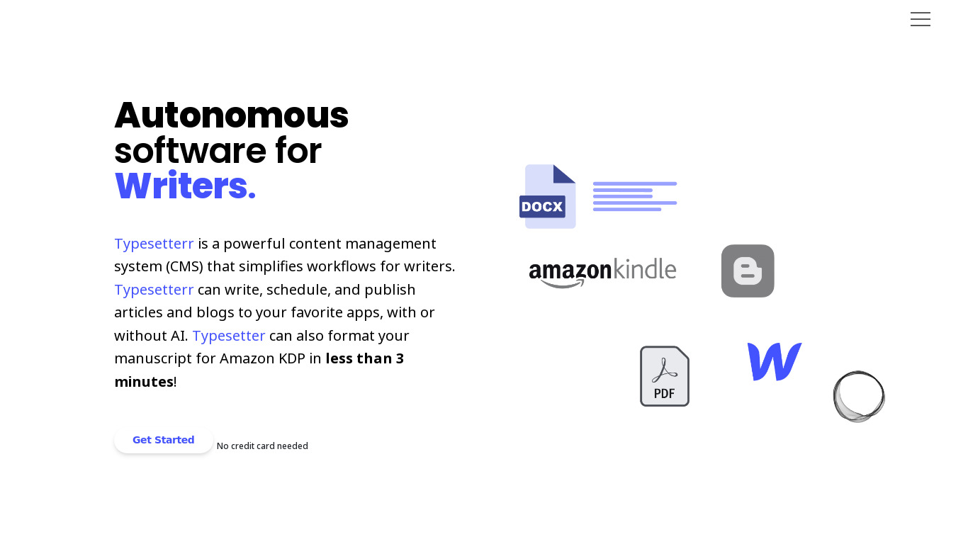 Typesetterr Landing page