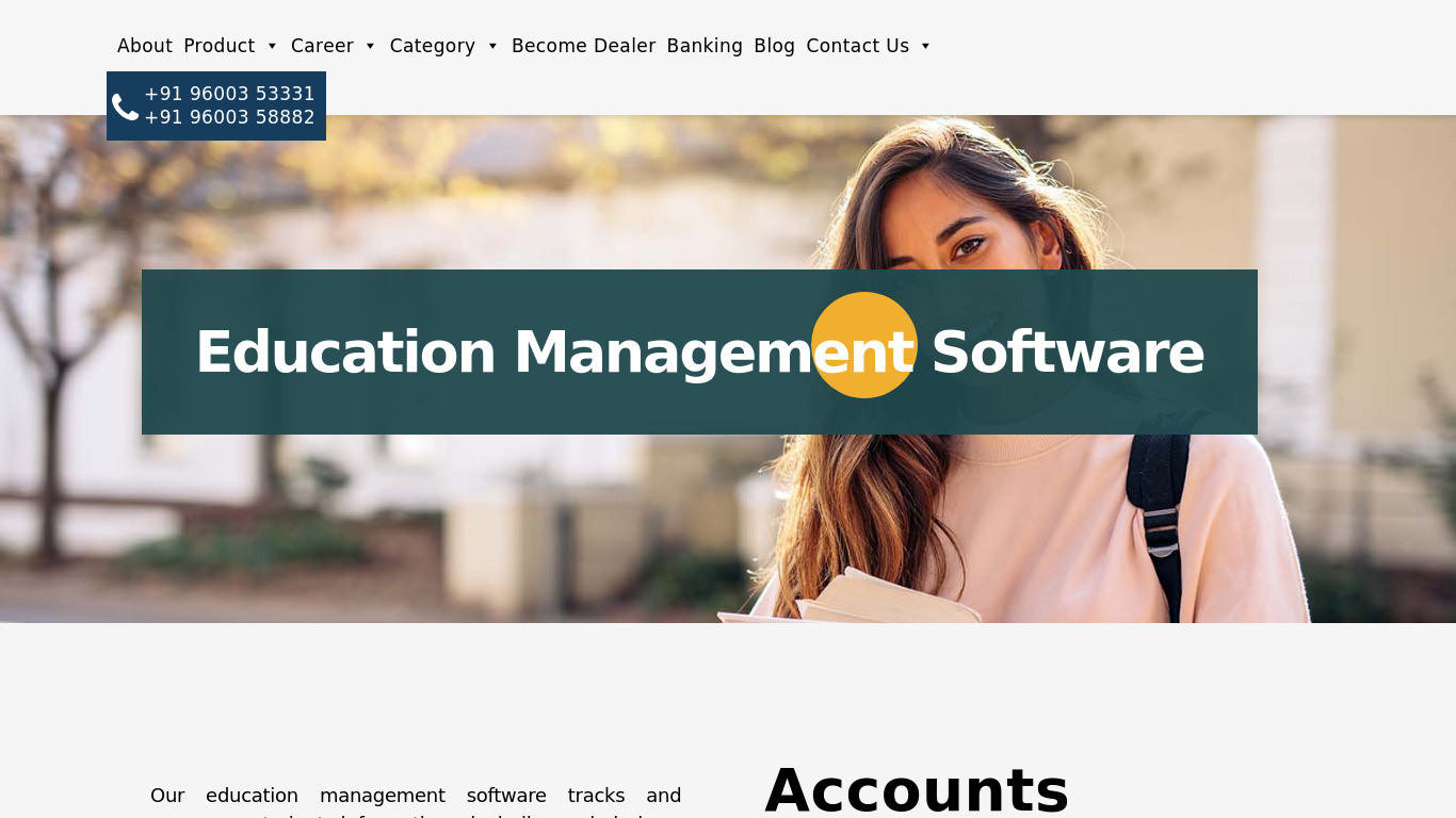 Partum Education Management Software Landing page