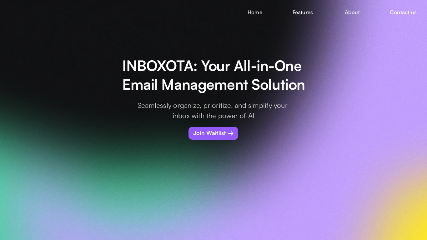 INBOXOTA Landing page