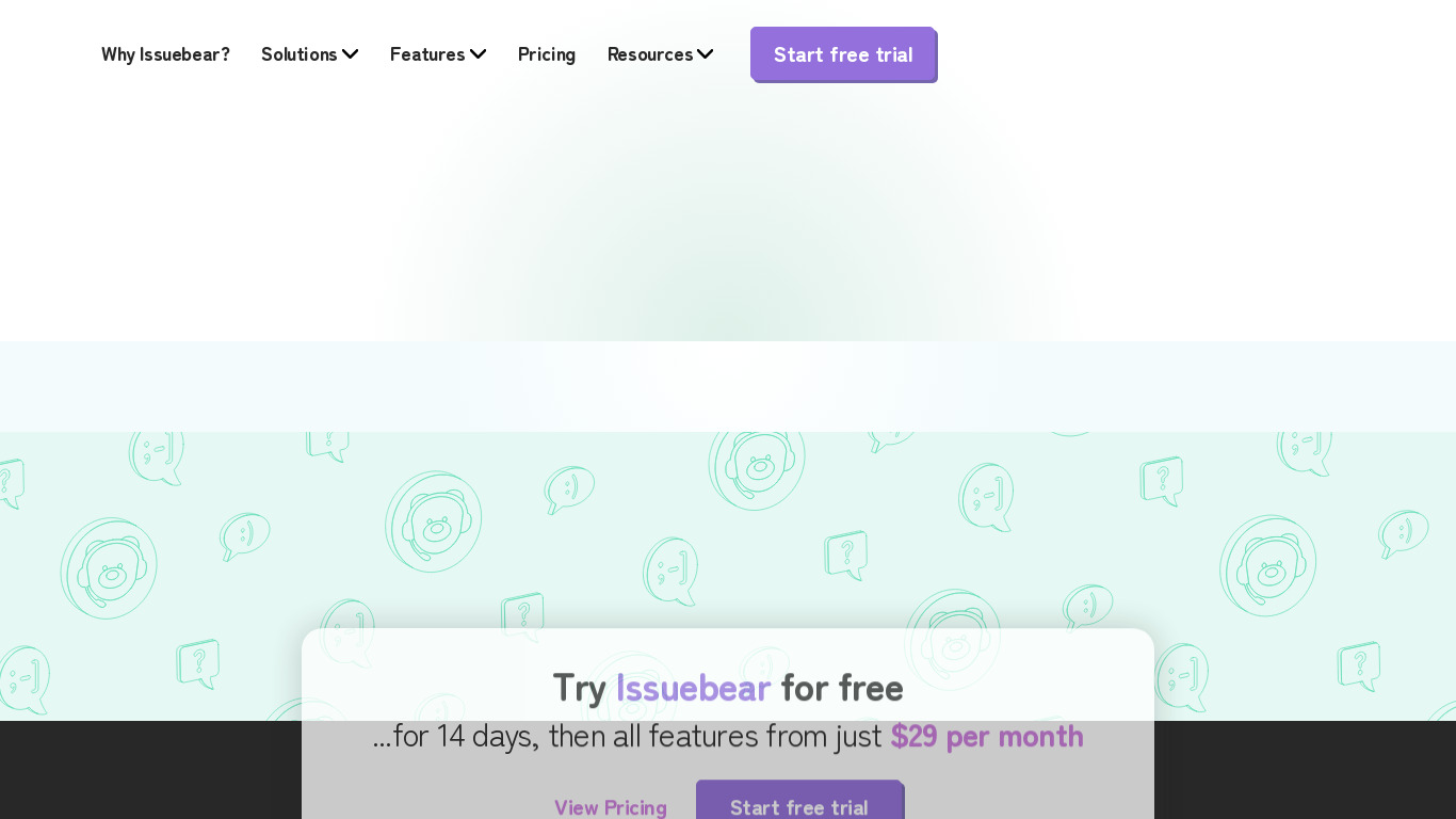 Issuebear Landing page