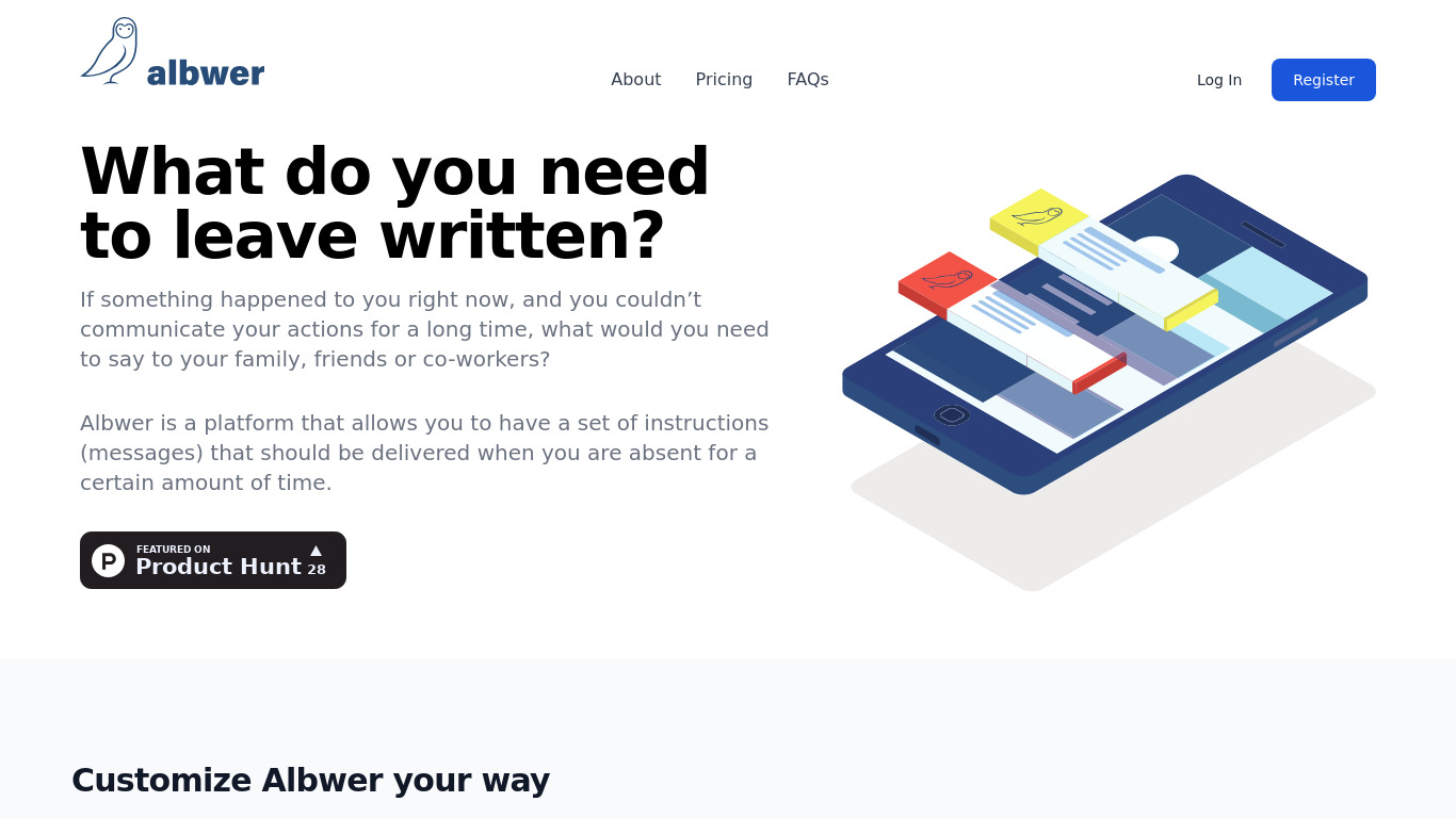 Albwer Landing page